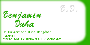 benjamin duha business card